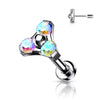 Titanium Labret Triangle Zirconia Silver Push-In