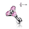 Titane Labret Triangle Zircone Argent Enfoncer