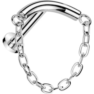 Titanium Labret chain linked curved bar Push-In