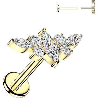 Titanium Labret marquise zirconia wing Push-In