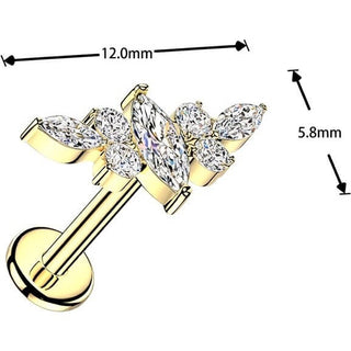 Titanium Labret marquise zirconia wing Push-In
