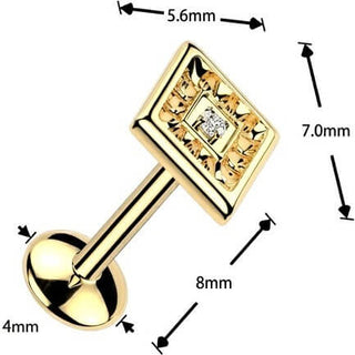 Titanium Labret diamond shape zirconia Push-In
