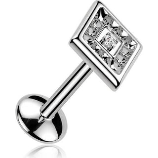 Titanium Labret diamond shape zirconia Push-In