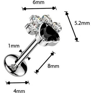 Titanium Labret paw zirconia Push-In