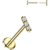Titanium Labret 3 Zirconia Bar Push-In