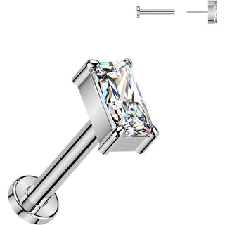 Titanium Labret rectangle zirconia Push-In