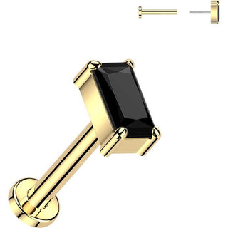 Titanium Labret rectangle zirconia Push-In
