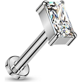 Titanium Labret rectangle zirconia Push-In