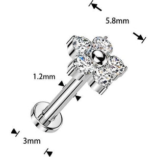 Titanium Labret 5 zirconia flower Push-In