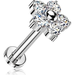 Titanium Labret 5 zirconia flower Push-In