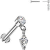 Titanium Labret bezel set zirconia zirconia cut zirconia dangle Push-In
