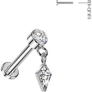 Titanium Labret bezel set zirconia zirconia cut zirconia dangle Push-In