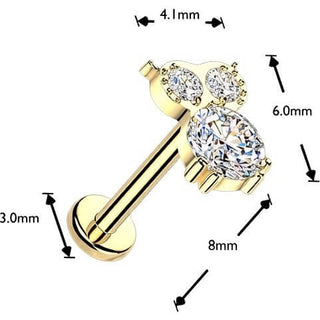 Titanium Labret zirconia owl Push-In