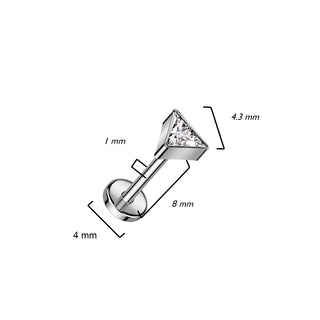 Titanium Labret Triangle Zirconia Push-In