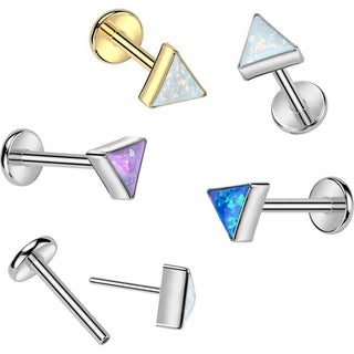 Titanium Labret top triangle bezel setting Push-In