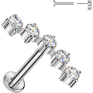 Titanium Labret 5 round zirconias Push-In