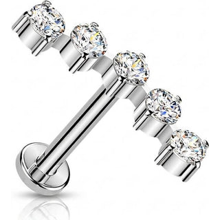 Titanium Labret 5 round zirconias Push-In