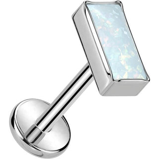 Titan Labret Aufsatz Rechteckiger Opal Zargenfassung Push-In