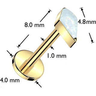 Titan Labret Rautenförmiger Zirkonia Opal Push-In