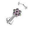 Titanium Labret Flower Zirconia Flower Base Push-In