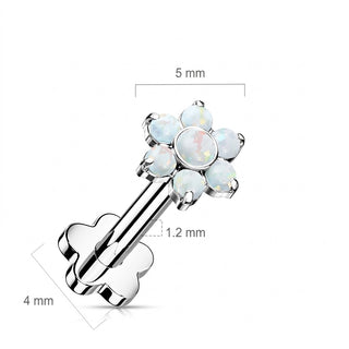 Titanium Labret Flower Opal Flower Base Push-In