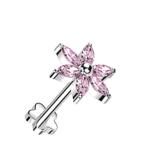 Titanium Labret Flower Zirconia Push-In