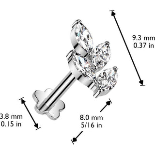 Titanium Labret leaf zirconia flower base Push-In
