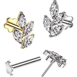 Titanium Labret leaf zirconia flower base Push-In