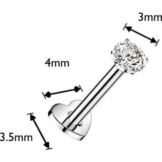 Titanium Labret prong set zirconia Push-In