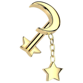 Titanium Labret Moon star dangle star base Push-In