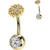 Titan Bauchnabelpiercing Blume Zirkonia Push-In