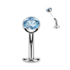 Titanium Belly Button Piercing Hemisphere Zirconia Push-In