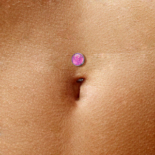 Titanium Belly Button Piercing Hemisphere Opal Push-In