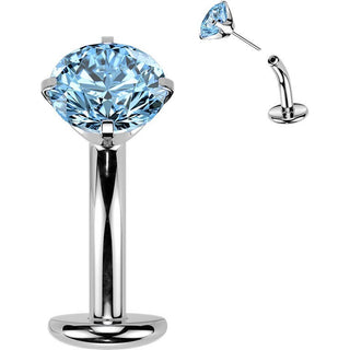 Titanium Belly Button Piercing top prong set zirconia Push-In