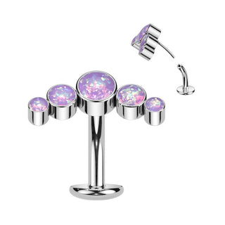 Titanium Belly Button Piercing 5 Opal Silver Push-In