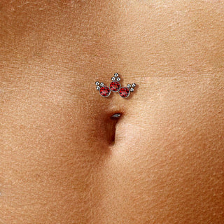 Titane Piercing Nombril 3 Zircones Argent Enfoncer