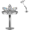 Titanium Belly Button Piercing leaf zirconia marquise cut Push-In