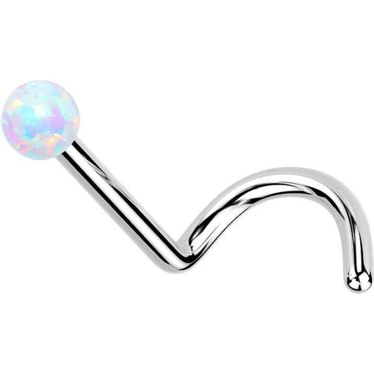 Titanium Nose Screw Ball Opal Silver Push-In