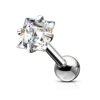 Barbell Zirconia Square Snap Setting