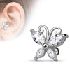 Barbell Butterfly Zirconia Gold Silver