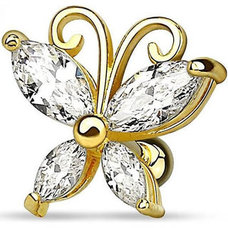 Barbell Schmetterling Zirkonia Gold Silber