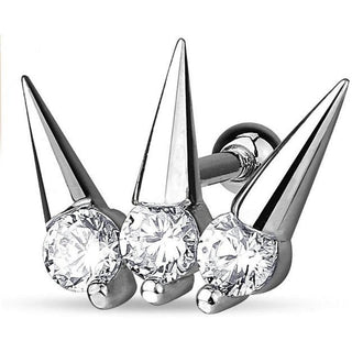 Barbell Spike Zirconia Silver