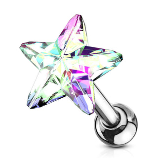 Barbell Star Zirconia Silver