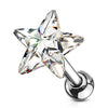 Barbell Star Zirconia Silver