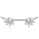 Broche Ailes D'Ange En Acier Blanc Avec Strass - Épingle à Vêtement - Bijou Fantaisie Élégant - Cadeau Mode - 2