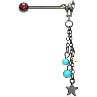 Nipple Piercing Chain Star turquoise dangle