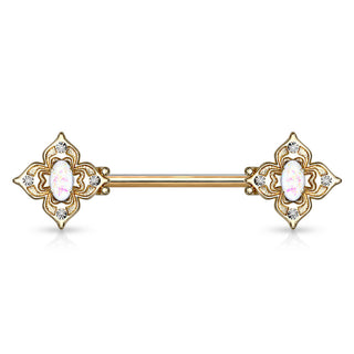 Nipple Piercing Flower Zirconia Opal