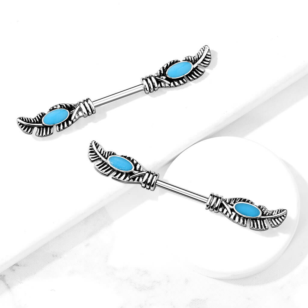 Nipple Piercing Feathers turquoise