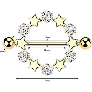 Nipple Piercing star round zirconia