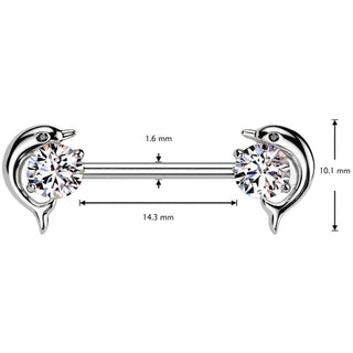 Nipple Piercing dolphin zirconia